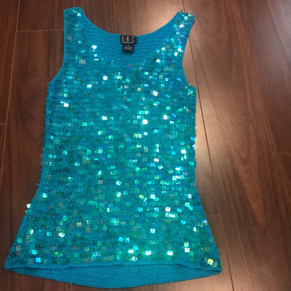 Gorgeous, Blue Sequined Top! Like new!